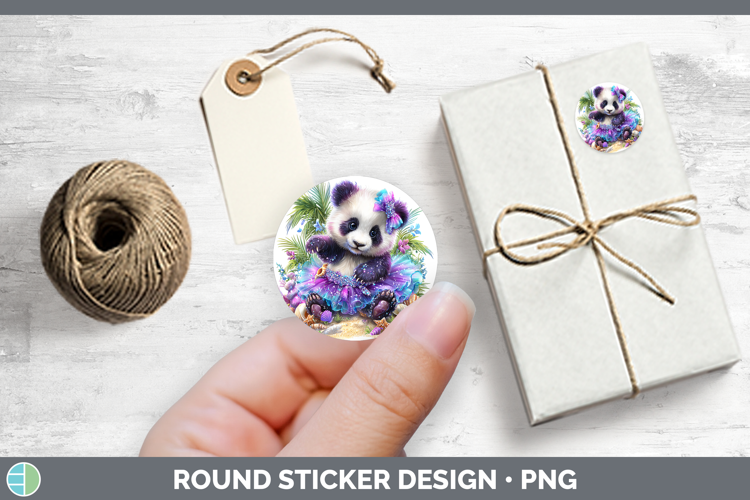 Safari Beach Panda Bear Stickers | Round Labels Designs