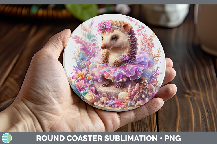 Safari Beach Pangolin Round Coaster Sublimation Coaster Desi