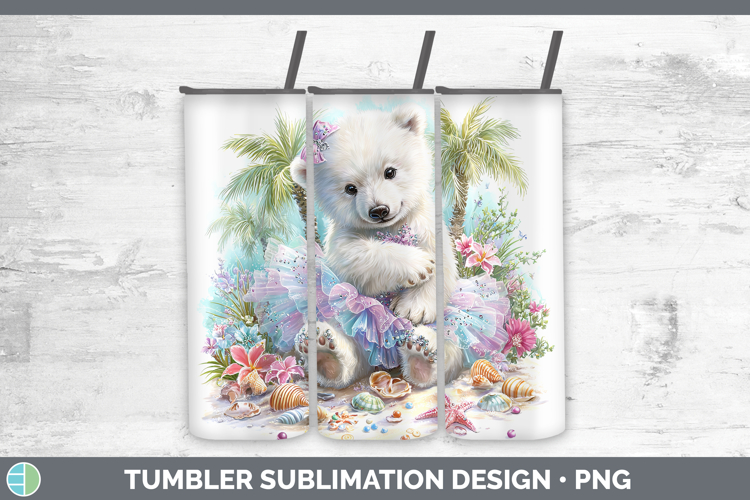 Safari Beach Polar Bear Tumbler Sublimation 20 oz Skinny Tum