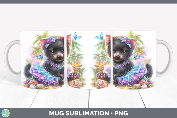 Safari Beach Tasmanian Devil Mug Wrap Sublimation Coffee Cup
