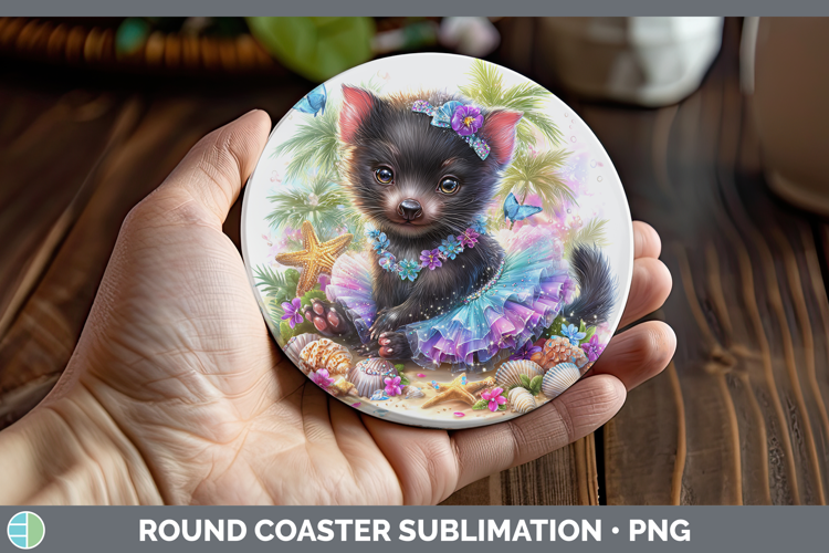 Safari Beach Tasmanian Devil Round Coaster Sublimation Coast