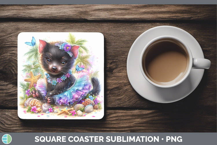 Safari Beach Tasmanian Devil Square Coaster Sublimation Coas