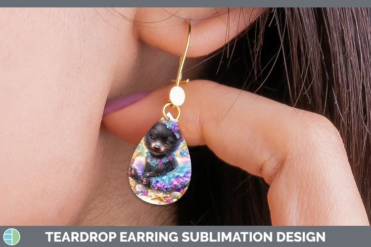 Safari Beach Tasmanian Devil Teardrop Earrings Sublimation E