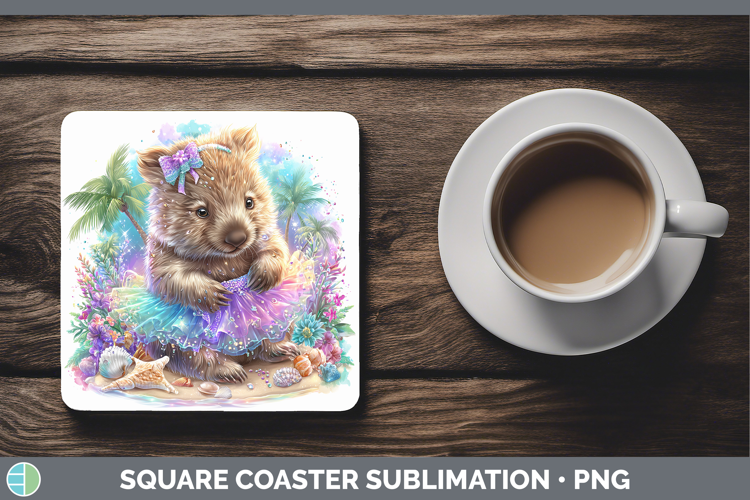 Safari Beach Wombat Square Coaster Sublimation Coaster Desig