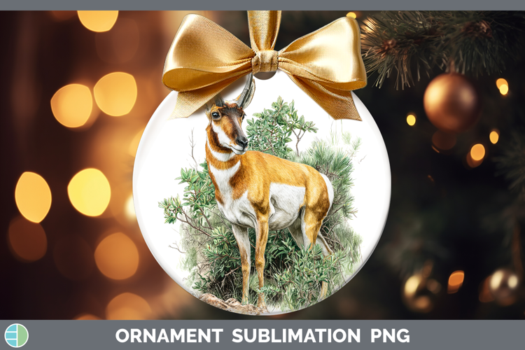 Antelope Safari Botanicals Ornament Sublimation Design