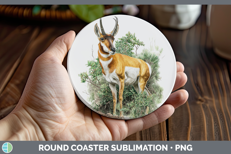 Antelope Safari Botanicals Round Coaster Sublimation Design