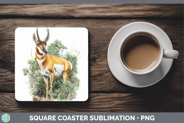 Antelope Safari Botanicals Square Coaster Sublimation Design
