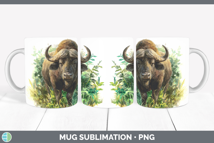 Buffalo Safari Botanicals Mug Wrap Sublimation Design
