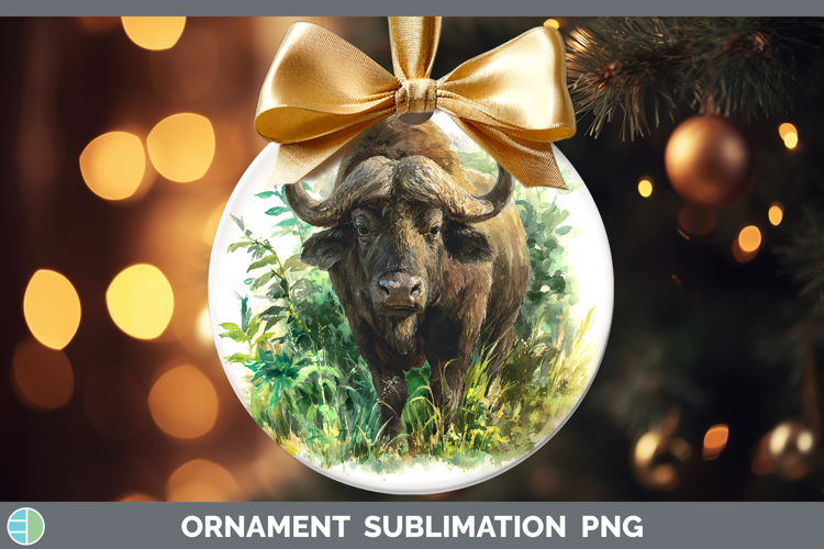 Buffalo Safari Botanicals Ornament Sublimation Design