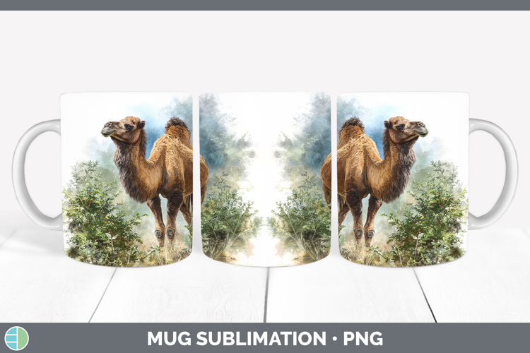 Camel Safari Botanicals Mug Wrap Sublimation Design