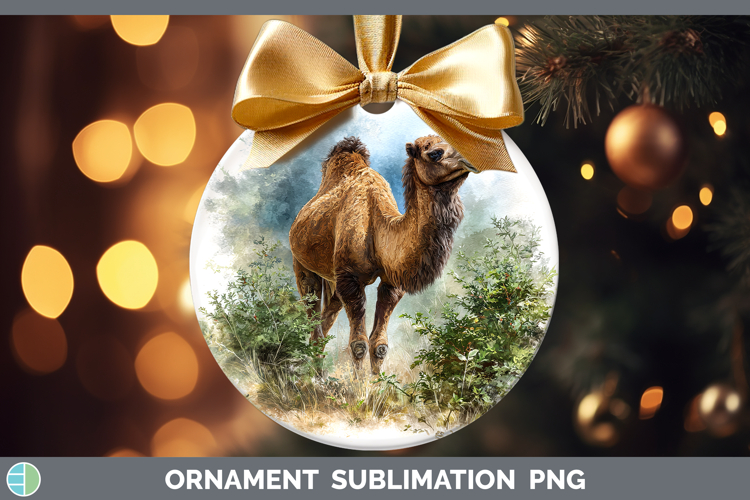 Camel Safari Botanicals Ornament Sublimation Design