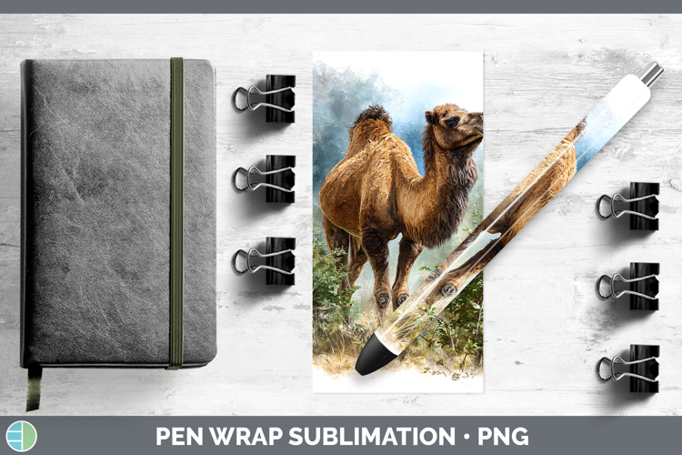 Camel Safari Botanicals Pen Wrap Sublimation Design