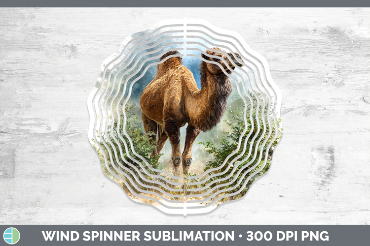 Camel Safari Botanicals Wind Spinner Sublimation Design