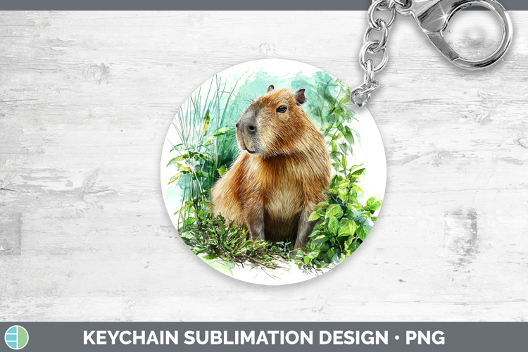 Capybara Safari Botanicals Keychain Sublimation Design