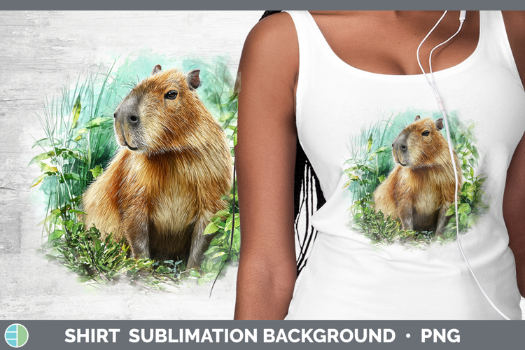 Capybara Safari Botanicals Shirt Sublimation Design