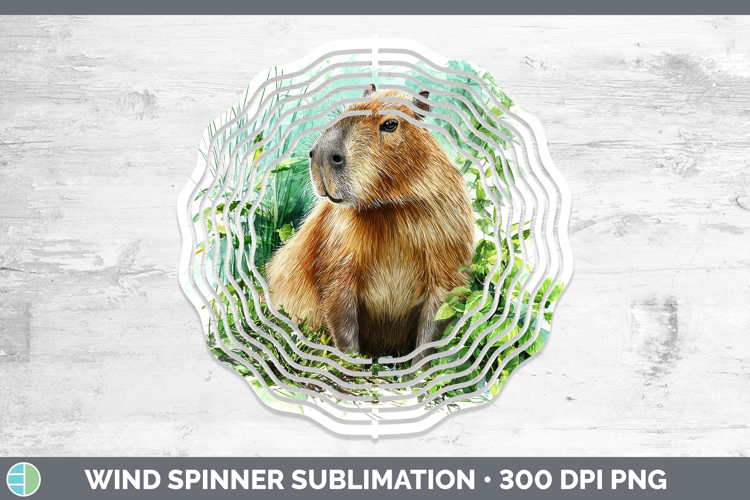 Capybara Safari Botanicals Wind Spinner Sublimation Design