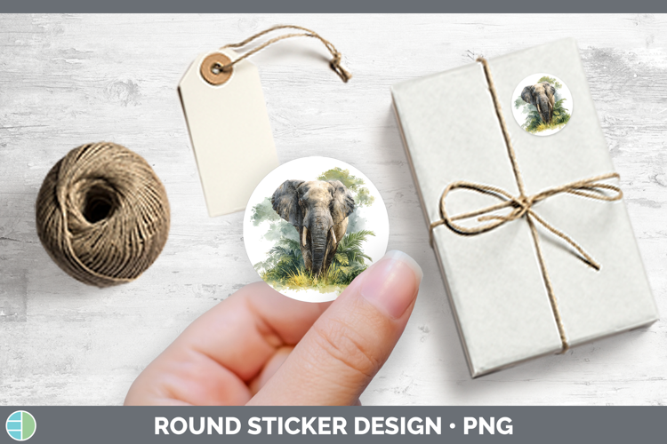 Elephant Safari Botanicals Stickers Design