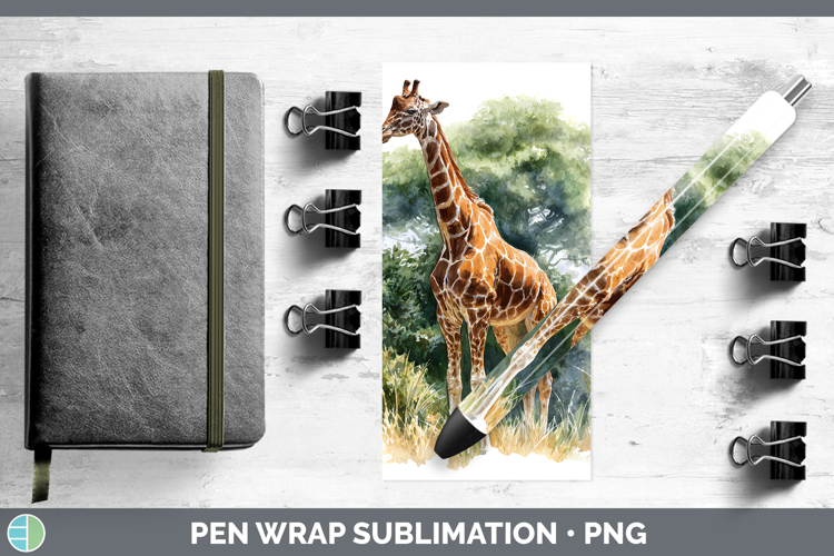 Giraffe Safari Botanicals Pen Wrap Sublimation Design