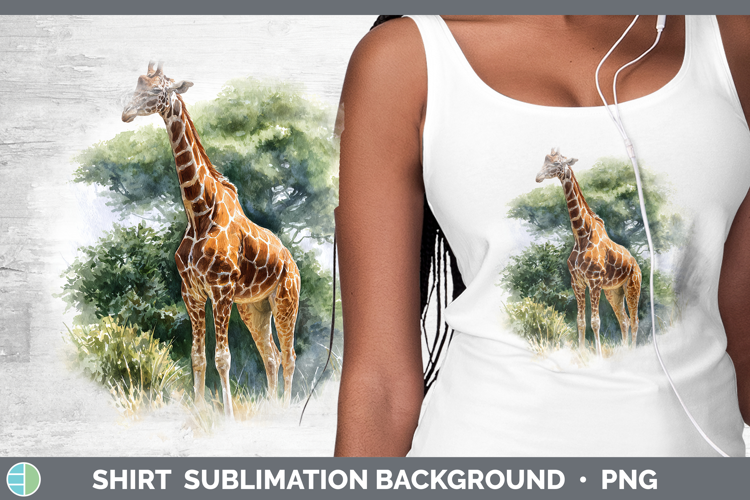 Giraffe Safari Botanicals Shirt Sublimation Design