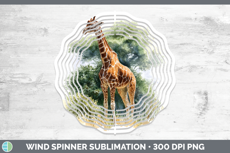 Giraffe Safari Botanicals Wind Spinner Sublimation Design