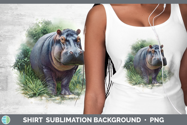 Hippo Safari Botanicals Shirt Sublimation Design