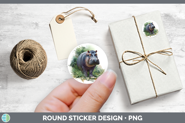 Hippo Safari Botanicals Stickers Design