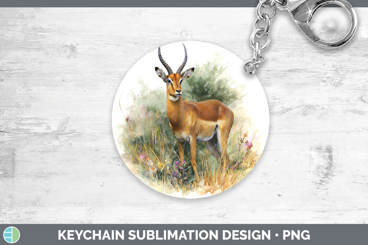 Impala Safari Botanicals Keychain Sublimation Design