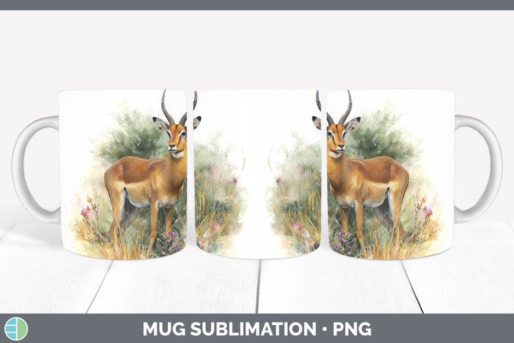 Impala Safari Botanicals Mug Wrap Sublimation Design