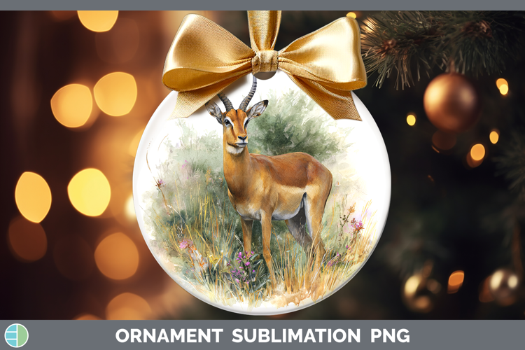 Impala Safari Botanicals Ornament Sublimation Design