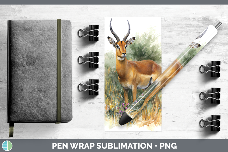 Impala Safari Botanicals Pen Wrap Sublimation Design
