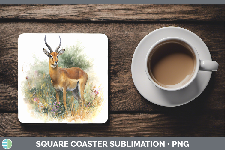 Impala Safari Botanicals Square Coaster Sublimation Design