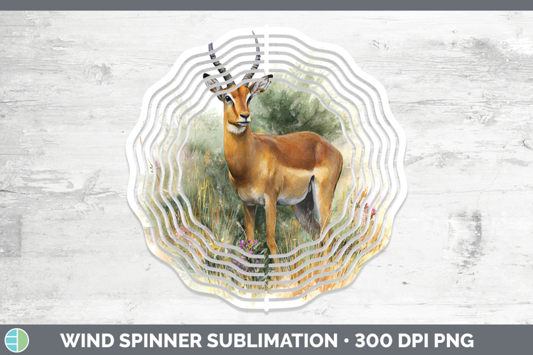 Impala Safari Botanicals Wind Spinner Sublimation Design