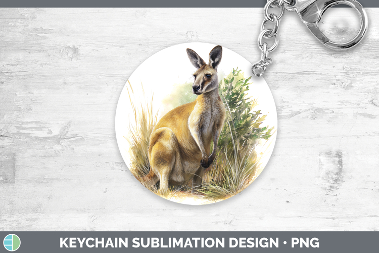 Kangaroo Safari Botanicals Keychain Sublimation Design