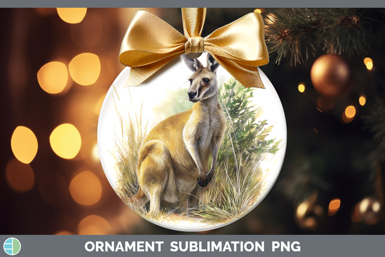 Kangaroo Safari Botanicals Ornament Sublimation Design