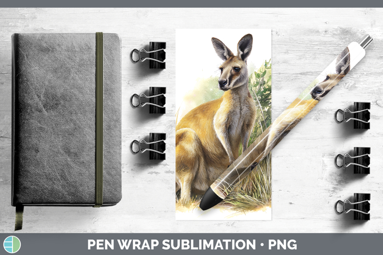 Kangaroo Safari Botanicals Pen Wrap Sublimation Design