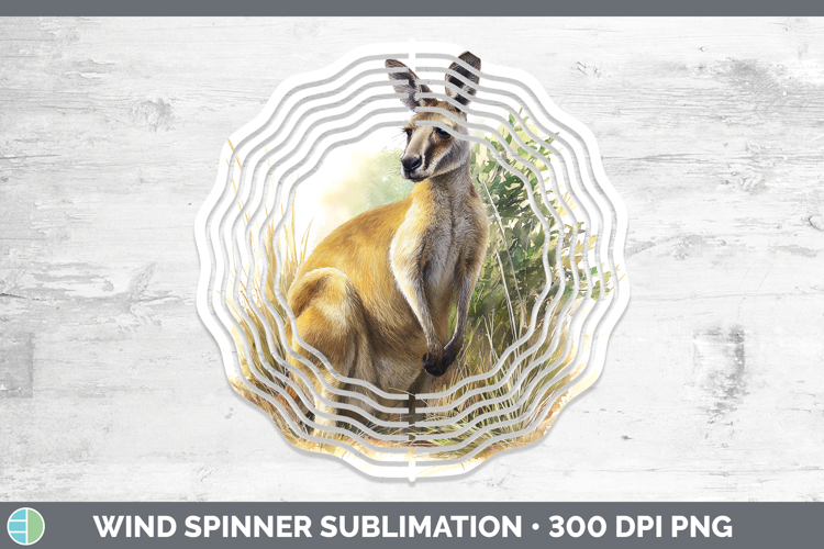Kangaroo Safari Botanicals Wind Spinner Sublimation Design