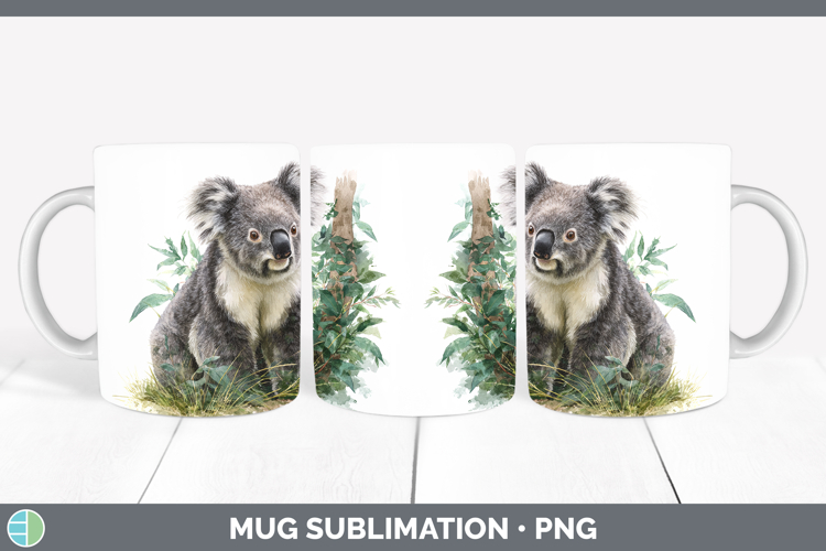 Koala Safari Botanicals Mug Wrap Sublimation Design