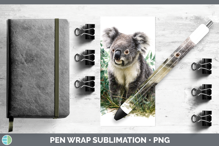 Koala Safari Botanicals Pen Wrap Sublimation Design