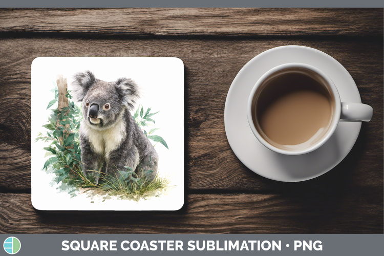 Koala Safari Botanicals Square Coaster Sublimation Design
