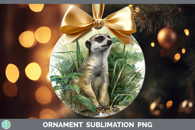 Meerkat Safari Botanicals Ornament Sublimation Design