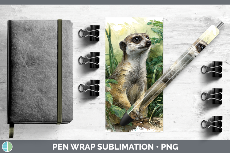 Meerkat Safari Botanicals Pen Wrap Sublimation Design