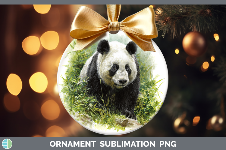 Panda Bear Safari Botanicals Ornament Sublimation Design