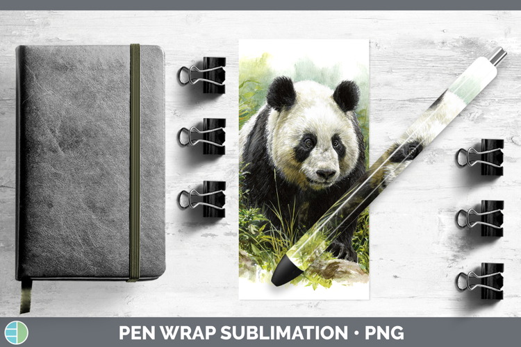 Panda Bear Safari Botanicals Pen Wrap Sublimation Design