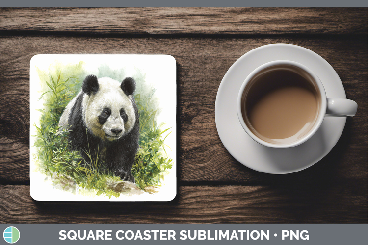 Panda Bear Safari Botanicals Square Coaster Sublimation Desi