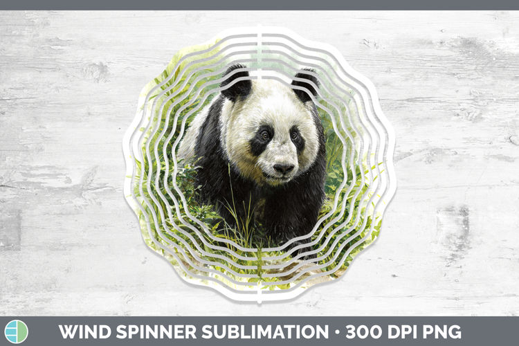 Panda Bear Safari Botanicals Wind Spinner Sublimation Design