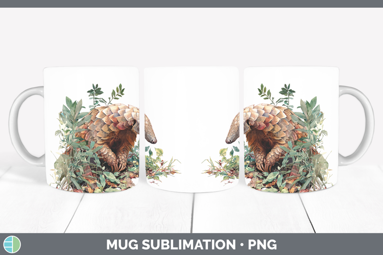 Pangolin Safari Botanicals Mug Wrap Sublimation Design