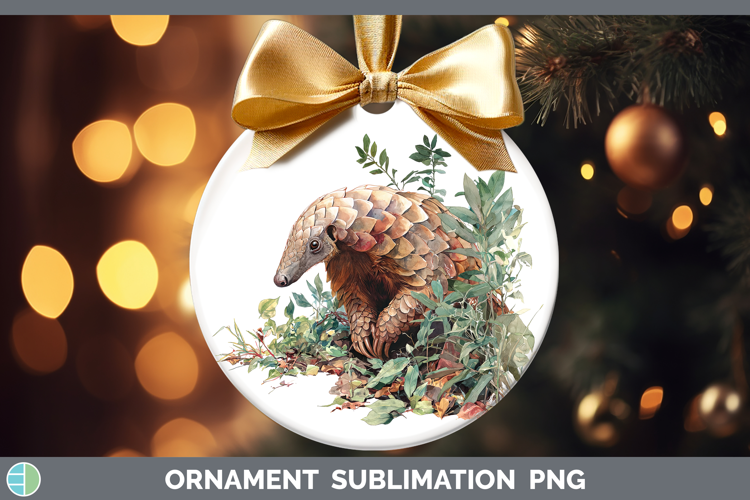 Pangolin Safari Botanicals Ornament Sublimation Design