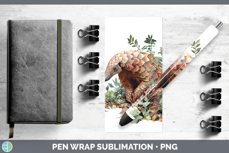 Pangolin Safari Botanicals Pen Wrap Sublimation Design