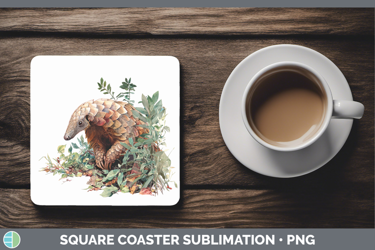 Pangolin Safari Botanicals Square Coaster Sublimation Design