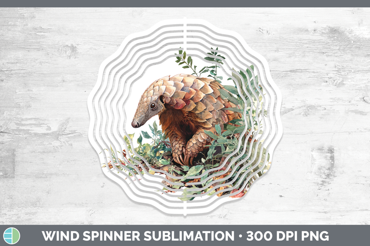 Pangolin Safari Botanicals Wind Spinner Sublimation Design